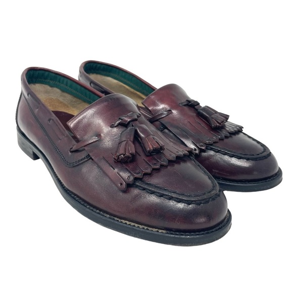 Bally Brigade Burgundy Leather Kiltie Tassel Loafers Size 42.5 Made in Italy - Picture 3 of 11